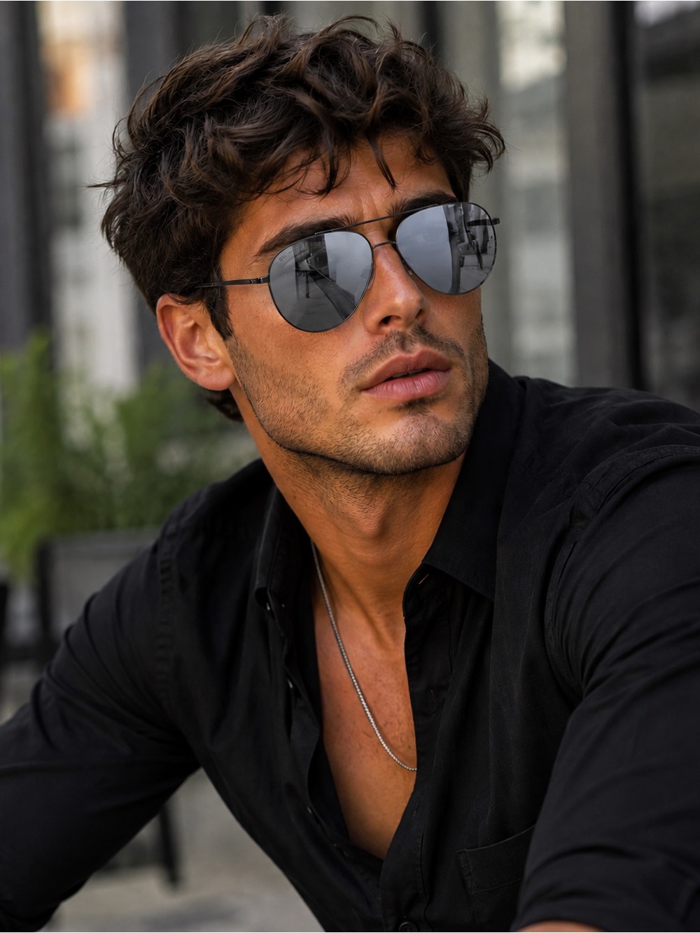 Hugo Boss Aviator Sunglasses in Ruthenium with Grey Mirror Lenses and Case